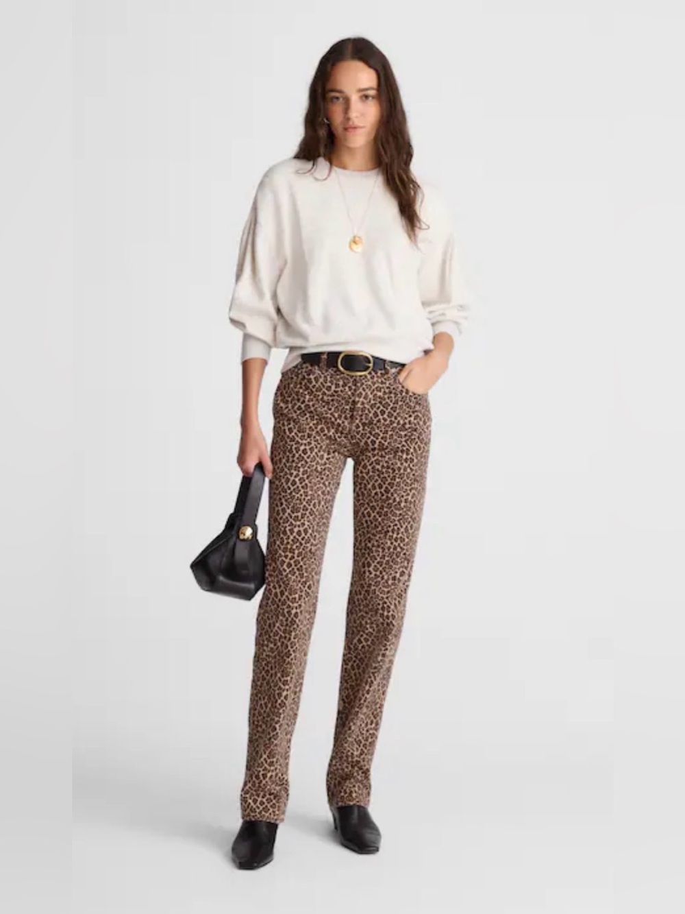 Madewell Leopard Print Straight-Leg Jeans - Brown/Black